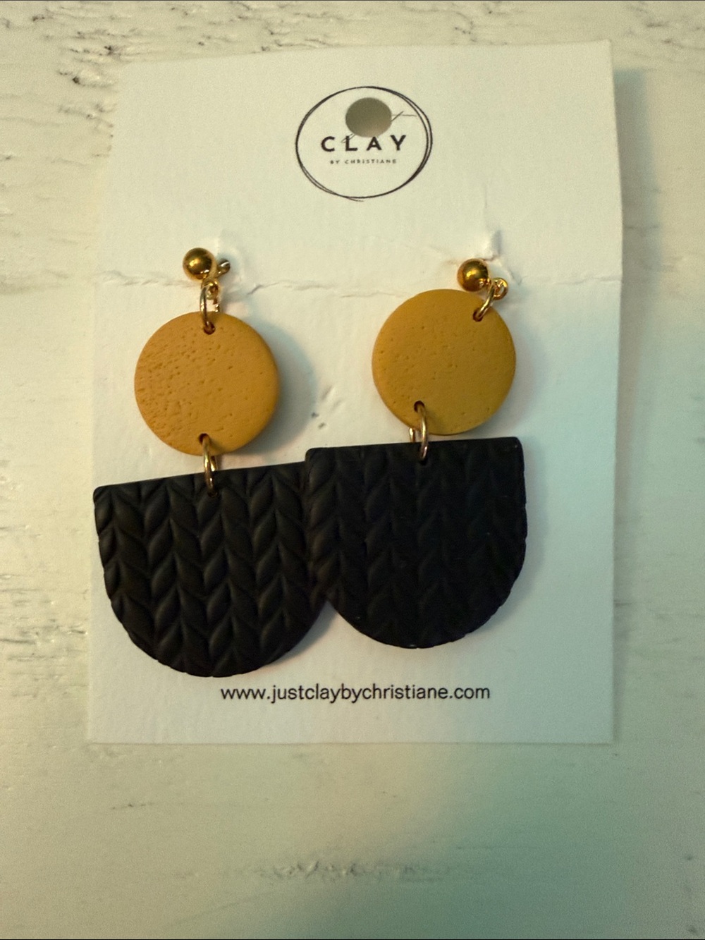 Black and Mustard Dangle Earrings